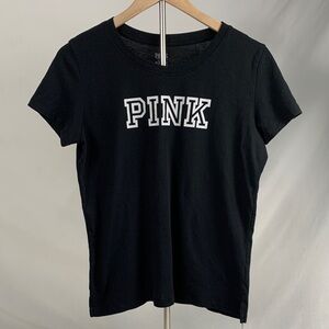 PINK Victoria's Secret Black and White Logo Tee Size M Preppy Casual